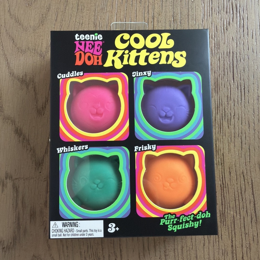 Schylling NeeDoh Teenie Cool Cats 4-Pack Kittens Stress Fidget Sensory Toy🐈✅NEW